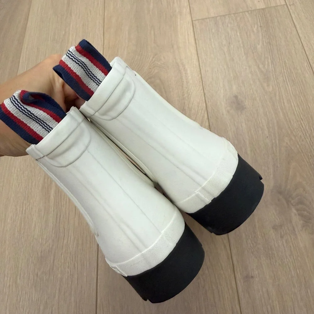 SeaVees Bolinas Off Shore Boot White Salt Rubber Rain Boots Womens 9 Chelsea Lug